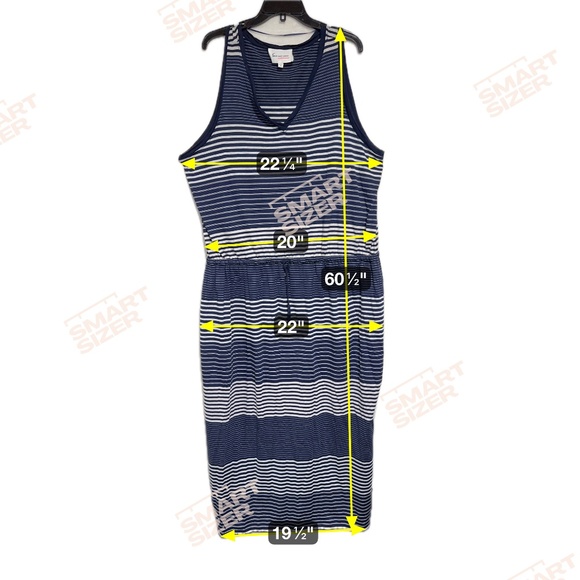 Two by Vince Camuto Women's Dress 3X Blue/White Striped Sleeveless Maxi Sheath - Picture 4 of 9